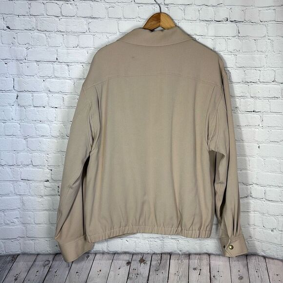 Duluth Trading Co Beige Bomber Jacket Coat Full Zip Size M Medium Rayon Blend - Picture 6 of 10